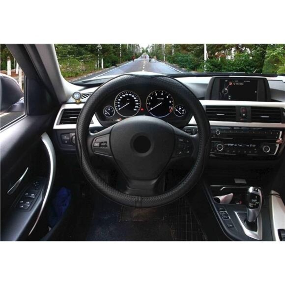 Steering Wheel Covers Universal 15 inch - Genuine Leather, Breathable, Anti Slip - Picture 2 of 7